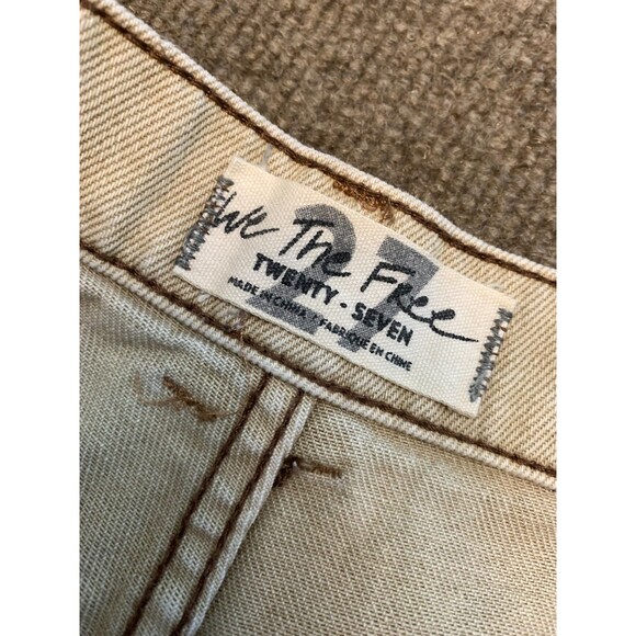 We The Free People Shorts Womens 27 Cut-Off Distressed Button Fly Beige Denim - Picture 8 of 10